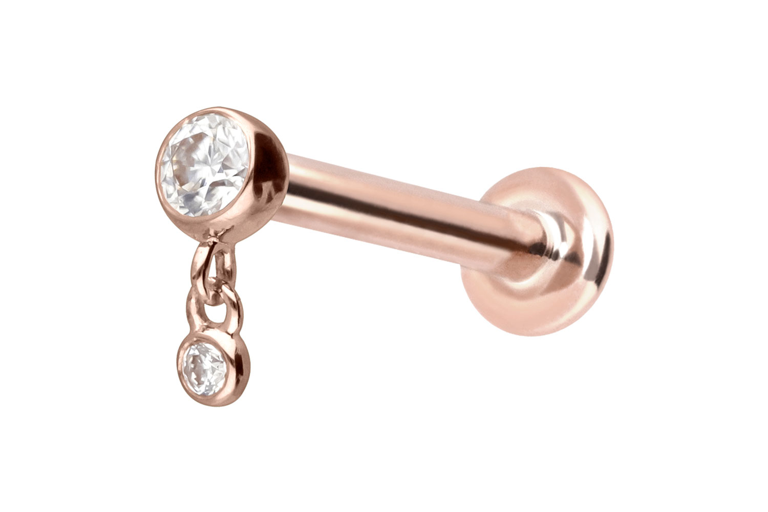 14 Karat Gold Labret Piercing mit Innengewinde 2 MOISSANITE